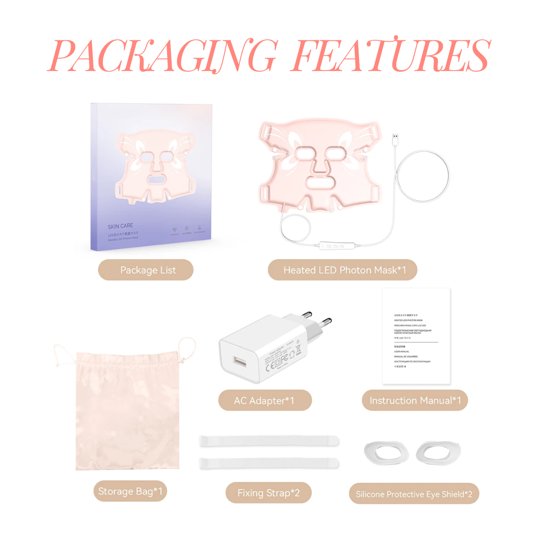 Facial LED Mask 5 Colors, Light Therapy, Waterproof, Foldable, Soft LED Light Spa Mask